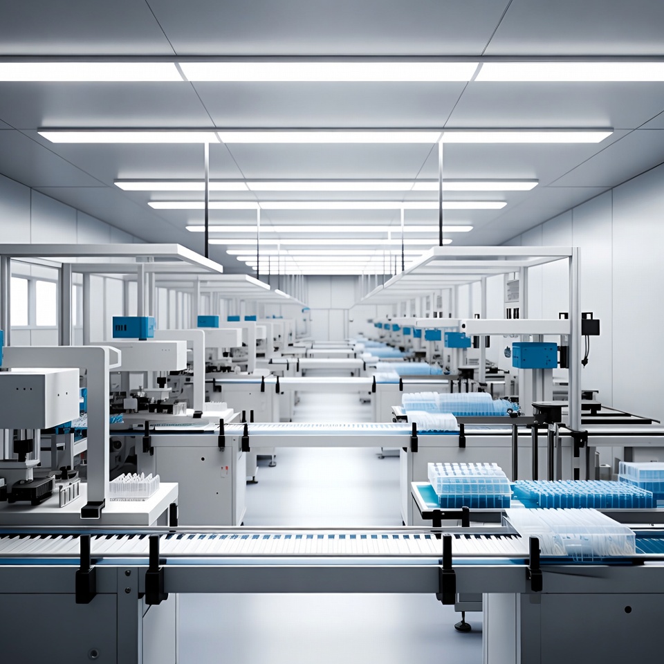 Modern production line with automated machinery